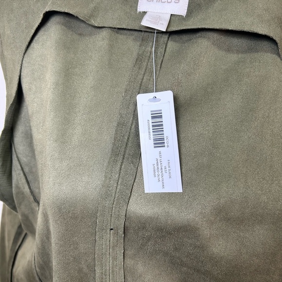 Chico's Olive faux suede Sleeveless Vest - Picture 14 of 14